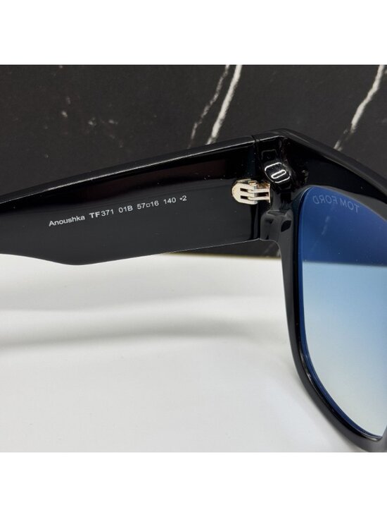 NEW TOM FORD ANOUSHKA TF371 01B BLACK/BLUE WOMEN CAT EYE SUNGLASSES FT0371